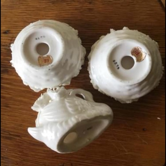 VINTAGE LENWILE CHINA PORCELAIN FLOWER CANDLE STICK HOLDERS ARDALT VERITHIN 1940 - Picture 4 of 4